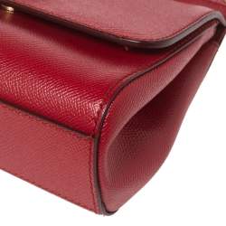 Pre Owned Dolce & Gabbana Red Leather Small Miss Sicily Top Handle Bag