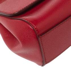 Pre Owned Dolce & Gabbana Red Leather Small Miss Sicily Top Handle Bag