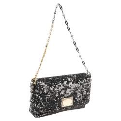 Pre Owned Dolce & Gabbana Metallic Sequin Miss Charles Shoulder Bag