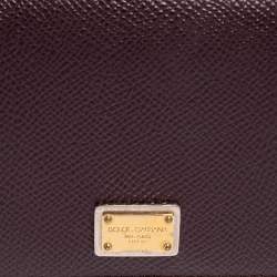 Pre Owned Dolce & Gabbana Dark Burgundy Leather Flap Card Case