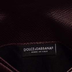 Pre Owned Dolce & Gabbana Dark Burgundy Leather Flap Card Case
