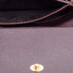 Pre Owned Dolce & Gabbana Dark Burgundy Leather Flap Card Case