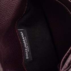 Pre Owned Dolce & Gabbana Dark Burgundy Leather Flap Card Case
