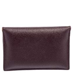 Pre Owned Dolce & Gabbana Dark Burgundy Leather Flap Card Case