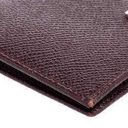 Pre Owned Dolce & Gabbana Dark Burgundy Leather Flap Card Case