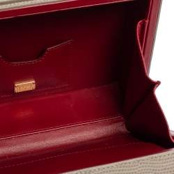 مملوكة مسبقًا حقيبة دولتشى أند غابانا يد علوية صندوق روساريا جلد نقش سحلية رمادي 