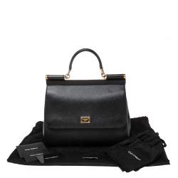 Pre Owned حقيبة دولتشي أند غابانا يد علوية ميس سيسلي ريجيولار جلد أسود 