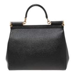 Pre Owned حقيبة دولتشي أند غابانا يد علوية ميس سيسلي ريجيولار جلد أسود 