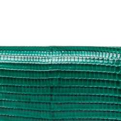 مملوكة مسبقًا محفظة كومباكت دولتشي أند غابانا جلد نقش سحلية خضراء بطية ثلاثية