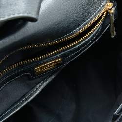 Pre Owned Dolce & Gabbana Blue/Brown Leopard Print Raffia Large Miss Sicily Top Handle Bag