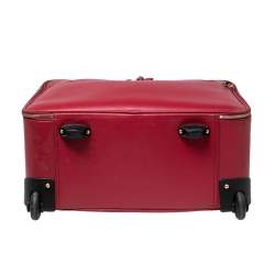 Pre Owned Dolce & Gabbana Red Leather Two Wheeled Cabin Luggage 