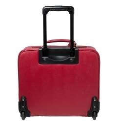 Pre Owned Dolce & Gabbana Red Leather Two Wheeled Cabin Luggage 
