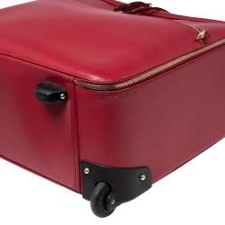 Pre Owned Dolce & Gabbana Red Leather Two Wheeled Cabin Luggage 