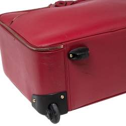 Pre Owned Dolce & Gabbana Red Leather Two Wheeled Cabin Luggage 