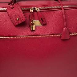 Pre Owned Dolce & Gabbana Red Leather Two Wheeled Cabin Luggage 