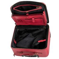 Pre Owned Dolce & Gabbana Red Leather Two Wheeled Cabin Luggage 