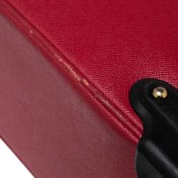 Pre Owned Dolce & Gabbana Red Leather Two Wheeled Cabin Luggage 