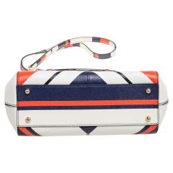 Pre Owned Dolce & Gabbana Multicolor Striped Leather Medium Miss Sicily Top Handle Bag