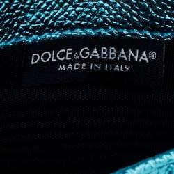 Pre Owned Dolce & Gabbana Metallic Turquoise Leather Miss Sicily Von Wallet on Chain