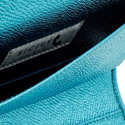 Pre Owned Dolce & Gabbana Metallic Turquoise Leather Miss Sicily Von Wallet on Chain