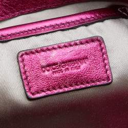 Pre Owned Dolce & Gabbana Metallic Pink Leather Chain Shoulder Bag