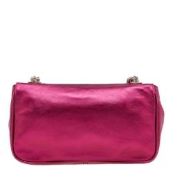 Pre Owned Dolce & Gabbana Metallic Pink Leather Chain Shoulder Bag