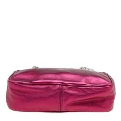 Pre Owned Dolce & Gabbana Metallic Pink Leather Chain Shoulder Bag