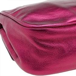 Pre Owned Dolce & Gabbana Metallic Pink Leather Chain Shoulder Bag