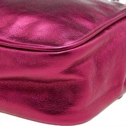 Pre Owned Dolce & Gabbana Metallic Pink Leather Chain Shoulder Bag
