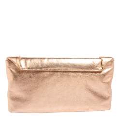 Pre Owned Dolce & Gabbana Metallic Rose Gold Leather Miss Always Clutch
