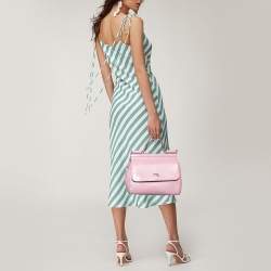 Pre Owned Dolce & Gabbana Pink Lizard Embossed Leather Medium Sicily Top Handle Bag