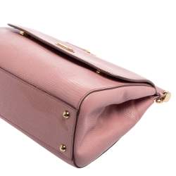 Pre Owned Dolce & Gabbana Pink Lizard Embossed Leather Medium Sicily Top Handle Bag