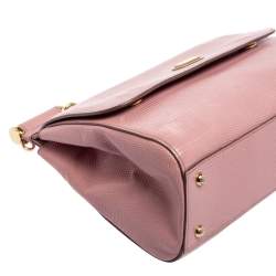 Pre Owned Dolce & Gabbana Pink Lizard Embossed Leather Medium Sicily Top Handle Bag