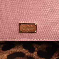 Pre Owned Dolce & Gabbana Pink Lizard Embossed Leather Medium Sicily Top Handle Bag