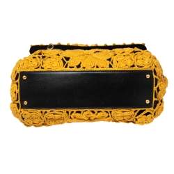 Pre Owned حقيبة بيد علوية دولتشي أند غابانا سيسيلي جلد وكروشيه أسود/مستردة  كبيرة