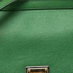 Pre Owned Dolce & Gabbana Green Leather Medium Miss Sicily Top Handle Bag