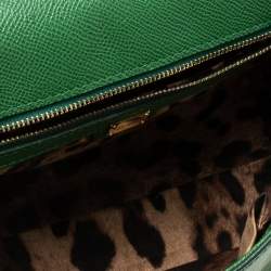 Pre Owned Dolce & Gabbana Green Leather Medium Miss Sicily Top Handle Bag
