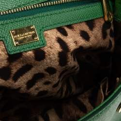 Pre Owned Dolce & Gabbana Green Leather Medium Miss Sicily Top Handle Bag