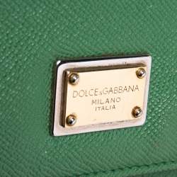 Pre Owned Dolce & Gabbana Green Leather Medium Miss Sicily Top Handle Bag