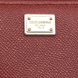 Pre Owned Dolce & Gabanna Rust Leather Zip Coin Purse