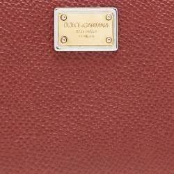 Pre Owned Dolce & Gabanna Rust Leather Zip Coin Purse
