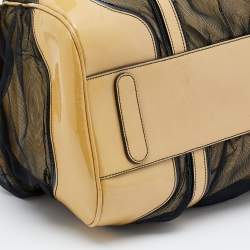 Pre Owned حقيبة ساتشل دولتشي أند غابانا ميس رومانتيك شبك وجلد لامع أسود/بيج