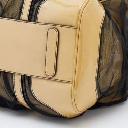 Pre Owned حقيبة ساتشل دولتشي أند غابانا ميس رومانتيك شبك وجلد لامع أسود/بيج