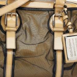 Pre Owned حقيبة ساتشل دولتشي أند غابانا ميس رومانتيك شبك وجلد لامع أسود/بيج