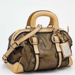 Pre Owned حقيبة ساتشل دولتشي أند غابانا ميس رومانتيك شبك وجلد لامع أسود/بيج