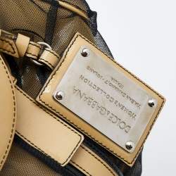 Pre Owned حقيبة ساتشل دولتشي أند غابانا ميس رومانتيك شبك وجلد لامع أسود/بيج