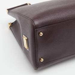 Pre Owned Dolce & Gabbana Burgundy Leather Miss Sicily Tote