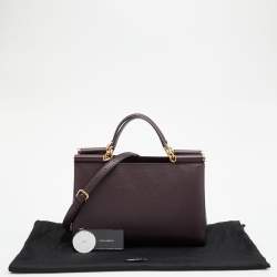 Pre Owned Dolce & Gabbana Burgundy Leather Miss Sicily Tote