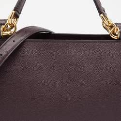 Pre Owned Dolce & Gabbana Burgundy Leather Miss Sicily Tote