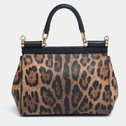 مملوكة مسبقًا حقيبة دولتشي أند غابانا ميس سيسيلي جلد مطبوع نقشة الفهد يد علوية صغيرة